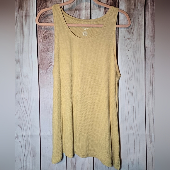 American Eagle Outfitters Pale Mustard Ribbed Tank Top Womens Large - Picture 1 of 3